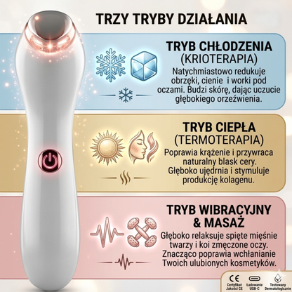 Zaawansowana terapia okolic oczu 3w1 - NovaGlow | Krioterapia + Termoterapia +  Wibracje EMS